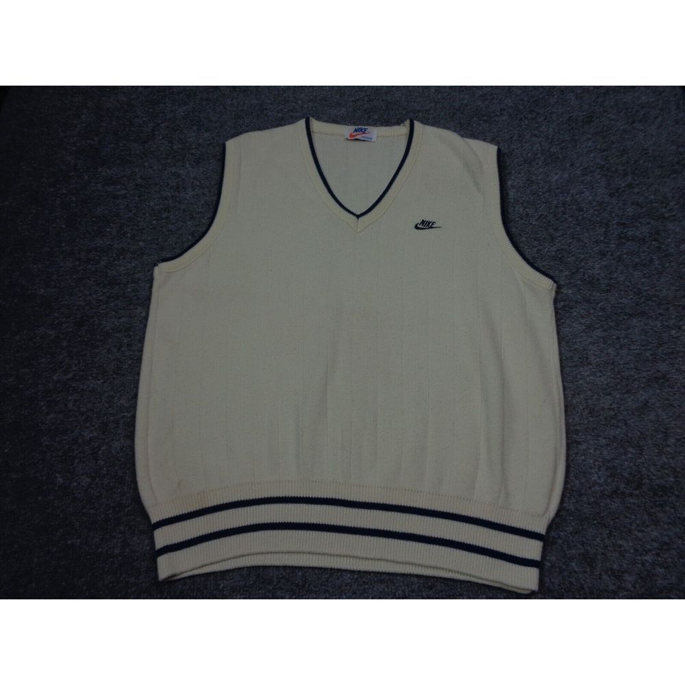 Vintage 80s Nike Challenge Court Tennis Vest Men M Beige John McEnroe